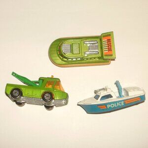 3 England 70s Matchbox Superfast Lesney Police Launch Rescue Hovercraft Toe Joe